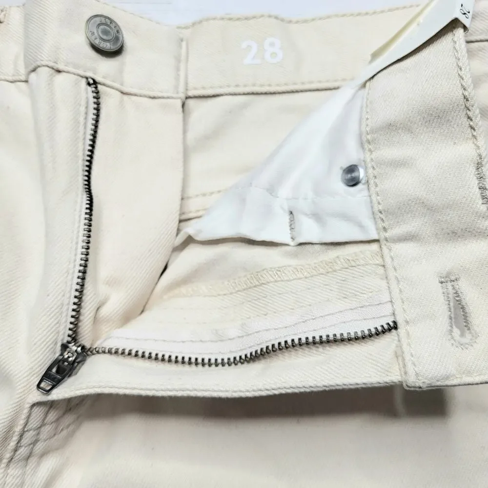 J Crew Slouchy Boyfriend Jeans Straight Leg Ecru White Cream Cotton Slouch 28